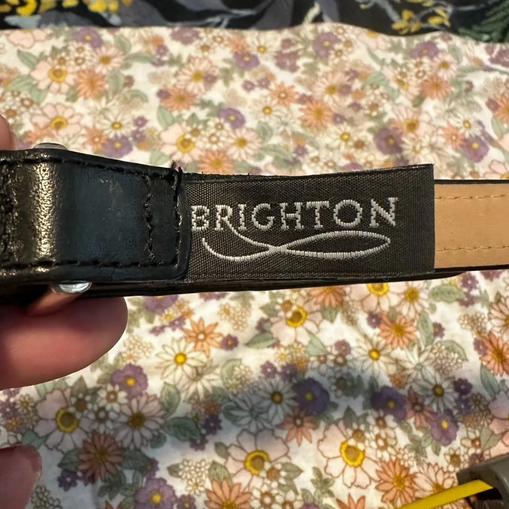 🐆 Brighton Animal Print Leather Belt Black Silver Buckle Size S/M